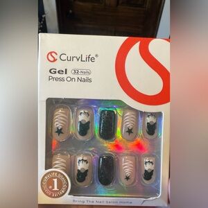 NEW! Curvlife Gel Christmas Tree Gnome Glitter Square Press-On Nails